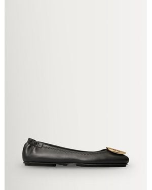 Tory Burch Tory Burch Minnie Travel Ballet With Metal Logo Shoes - White
