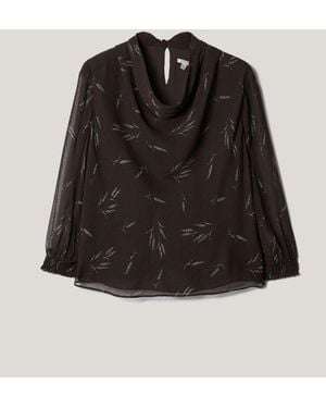 Jigsaw Wheat Flower Cowl Neck Top - Black