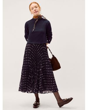 Monsoon Daisy Spot Pleated Midi Dress - Blue