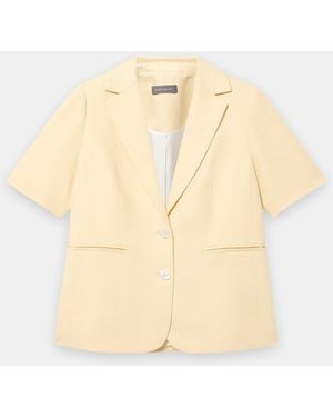 Mint Velvet Linen Blend Short Sleeve Blazer - Natural