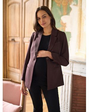 Seraphine Chocolate Maternity Belted Blazer - Black