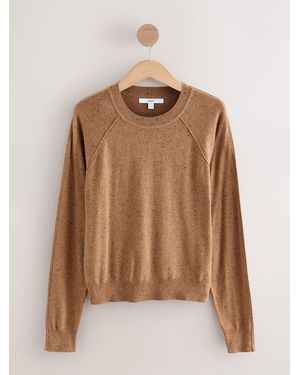 Next Camel Neppy Soft Touch Crew Neck Cotton Rich Sweater - Brown