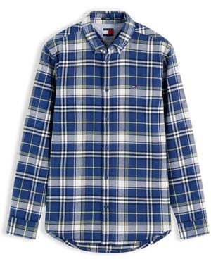 Tommy Hilfiger Regular Fit Check Brushed Flannel Shirt - Blue