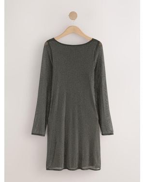 Next Sparkle Embellished Cowl Back Mini Dress - Gray
