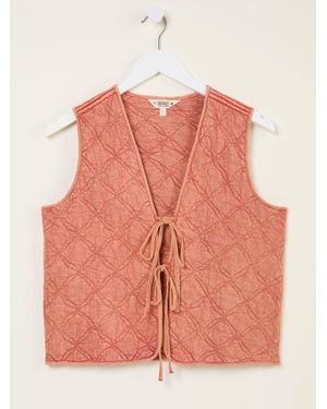 FatFace Fatface Quilted Tie Front Waistcoat - Orange