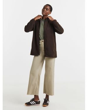 JD Williams Fleece Longline Zip Through Jacket - Natural