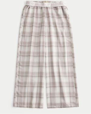 Hollister Low Rise Flannel Straight Leg Pyjama Bottoms - White