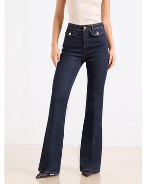 Lipsy Petite Glam Flare Leg Jeans - Blue