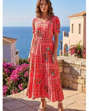 Roman Petite Abstract Dress - Red