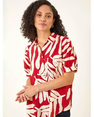Roman Abstract Print Collared Shirt
