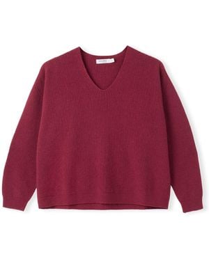 Celtic & Co. Studio Ribbed V-Neck Sweater - Red