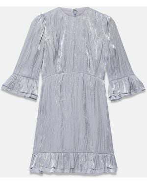 Mint Velvet Metallic Ruffle Hem Mini Dress - Gray
