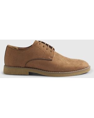 River Island Faux Suede Derby Shoes - Brown