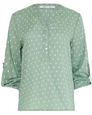 M Com Notch Neck Long Sleeve Dobby Shirt - Green