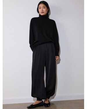 Whistles Cashmere Seam Roll Neck Knit Sweater - Black