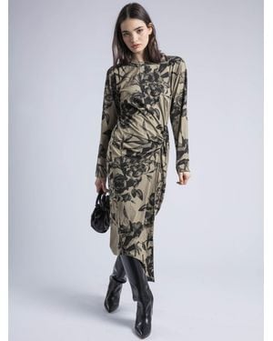 Religion Long Sleeved Flint Jersey Dress With Drape Detail - White