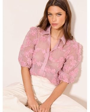 Lipsy 3D Fabric Floral Shirt - Pink