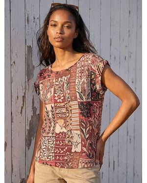 Roman Patchwork Print Shell Top - Gray