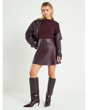River Island Petite Faux Leather Hybrid Mini Dress - Purple