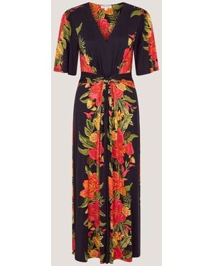 Monsoon Moana Floral Print Jersey Midi Dress - White