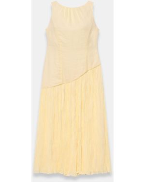 Mint Velvet Crinkle Drop Waist Midi Dress - Natural
