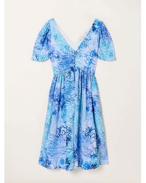 FatFace Fatface V & A Fatface Rosie Petite Knee Length Dress - Blue