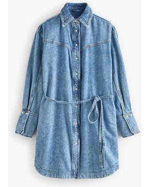 BOSS Denim Button Through Shirt Dress - Blue