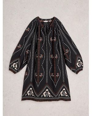 White Stuff Aurora Embroidered Dress - Black