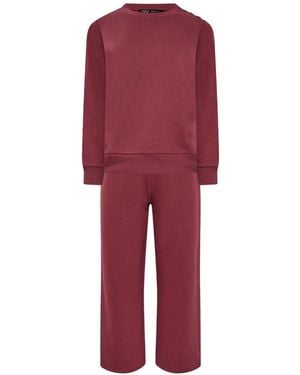 M&CO. M & Co Petite Sweat Top & Wide Leg Joggers Set - Red