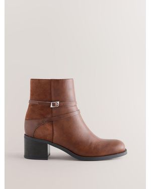 Next Tan Forever Comfort Block Heeled Boots - Brown