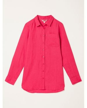 FatFace Fatface Olivia Petite Linen Shirt - Pink