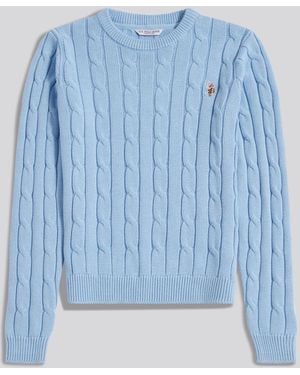U.S. POLO ASSN. U. S. Polo Assn U. S. Polo Assn. Dark Crew Neck Cable Knit Sweater - Blue