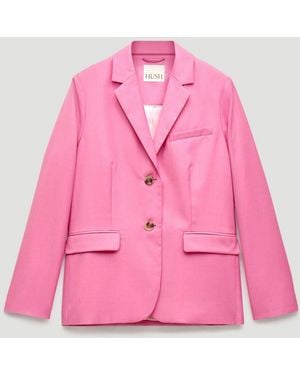 Hush Bel Relaxed Wool Blend Blazer - Pink