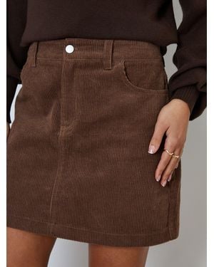 Threadbare Mini Corduroy Skirt - Brown