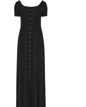 Long Tall Sally Ribbed Nursing Cap Sleeve Dress - Black