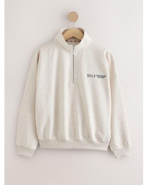 Self Oatmeal Half Zip Sweatshirt - Natural