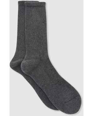 Reiss Maxim Cotton-Blend Ribbed Socks, S & M - Gray