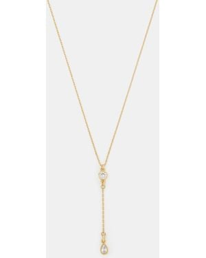 Accessorize 14Ct Plated Cubic Zirconia Lariat Necklace - White