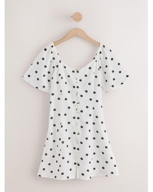 Next Flutter Sleeve Mini Dress - Natural