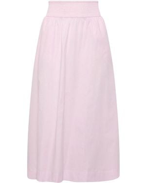 PixieGirl Petite Poplin Shirred Midi Skirt - Pink