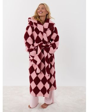 Threadbare Harlequin Hooded Dressing Gown - Rot