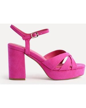 Linzi Keliah Platform Cross-Over Strap Block Heeled Sandals - Pink