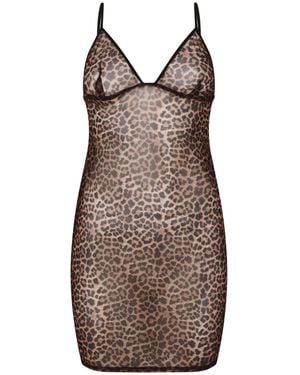 Hunkemöller Leopard Mesh Slip Dress - Brown
