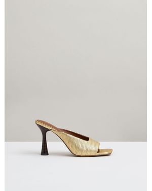 Reiss Justine - Gold Leather Heeled Mules, Us 6 (uk 4) - Natural