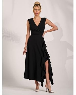 Jolie Moi Frill Detail Wrap Sleeveless Midaxi Dress - Weiß