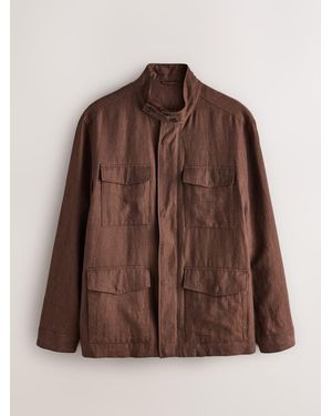 Next Linen Four Pocket Field Jacket - Brown