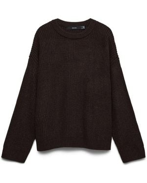 Vero Moda Chocolate Knitted Round Neck Sweater - Black