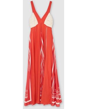Reiss Empire-Line Printed Maxi Dress - Red