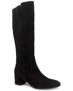 Jones Bootmaker Suede Regular Fit Emberly Leather Stretch Long Boots - Black