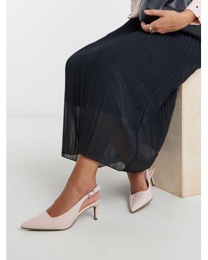 Simply Be Extra Wide Fit Kitten Heel Sling Back Shoes - Blue